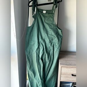 Green Linen Overalls